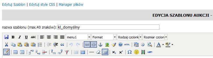 Tworzenie i edycja szablonów opiera się o 3 główne funkcje: Edycję szablonu Edycję stylów Managera plików 1 4 3 2 Po kliknięciu Edytuj szablon otrzymujecie Państwo dostęp do edycji szablonu w wersji