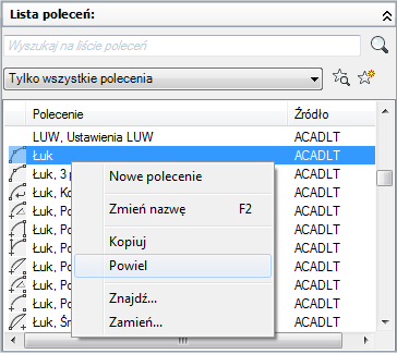 Aby utworzyć duplikat polecenia 1 Kliknij kartę Zarządzaj panel Dostosowanie Interfejs użytkownika.