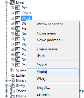 Dostosowywanie elementów interfejsu użytkownika Elementy interfejsu użytkownika w edytorze Dostosuj interfejs użytkownika (CUI) służą do sterowania uruchamianiem poleceń standardowych i