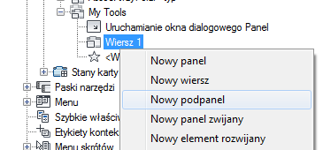 5 Kliknij przycisk Zastosuj. Dodawanie podpanelu lub panelu rozwijanego do wiersza w panelu wstążki 1 Kliknij kartę Zarządzaj panel Dostosowanie Interfejs użytkownika.