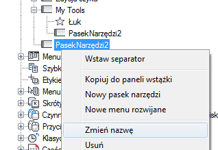 Aby utworzyć rozwijany pasek narzędzi od podstaw 1 Kliknij kartę Zarządzaj panel Dostosowanie Interfejs użytkownika.