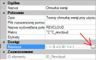 W panelu Właściwości wyświetlone są właściwości wybranego klawisza skrótu. 5 W polu Klawisze kliknij przycisk [ ], aby otworzyć okno dialogowe Klawisze skrótów.