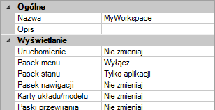 3 W panelu Właściwości wykonaj dowolne spośród następujących czynności: W polu Nazwa wprowadź nazwę obszaru roboczego. W polu Opis podaj opis.