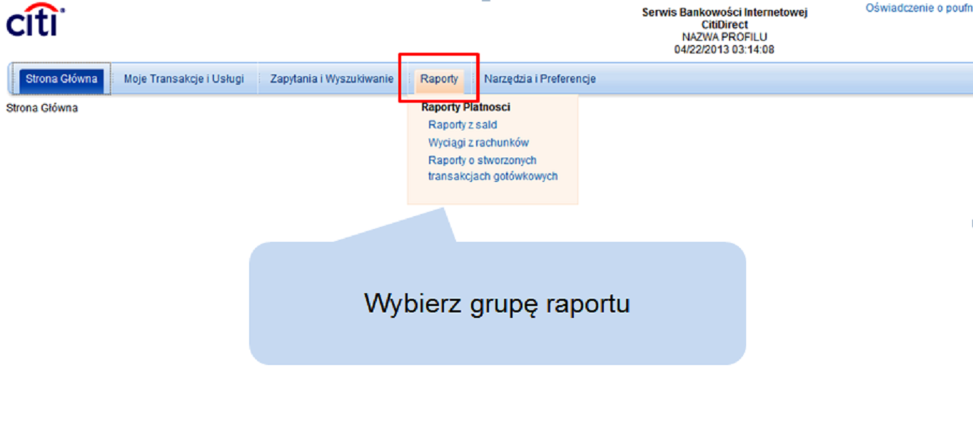 3. Raporty Raporty dzielą się na 3 główne grupy: 1. Raporty z sald 2. Wyciągi z rachunków 3.