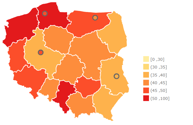 Rys. 4. Indeks zainteresowania sprawami lokalnymi* *Indeks powstał w oparciu o kwestionariuszowy pomiar zainteresowania mieszkańców sprawami lokalnymi.