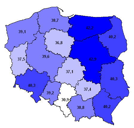 Mapa 1. Liczba podmiotów trzeciego sektora w podziale na województwa w liczbach bezwzględnych oraz w przeliczeniu na 10 tys. mieszkańców, KRS 2011 r.