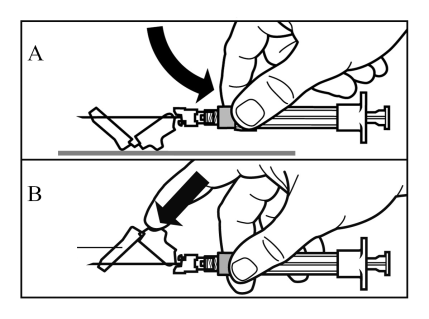Krok 9 Uruchomić nakładkę ochronną igły, stosując jedną z 2 następujących metod: