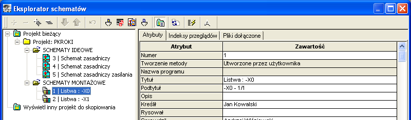 Wersja V4R1 (4.13c) SEE Electrical Expert Pierwsze kroki Rys. D.25 Eksplorator projektu z zaznaczonym rysunkiem montażowym D.10.