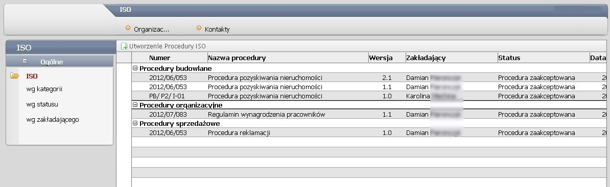 Funkcjonalności Uprawnienia do korzystania z programu może mied zarówno Pełnomocnik ds. Jakości, właściciele procesu, jak i każdy pracownik, zakres uprawnieo jest kształtowany indywidualnie.