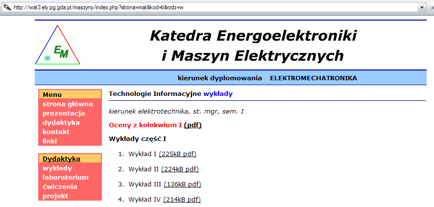 Materiały dydaktyczne Publikowane na stronie