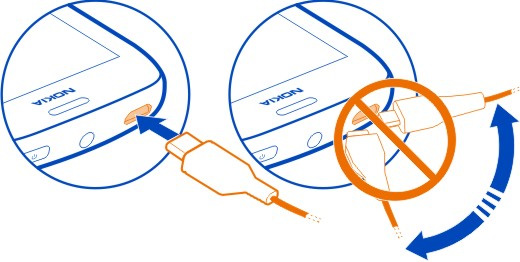 10 Pierwsze kroki 2 Gdy bateria będzie już w pełni naładowana, odłącz ładowarkę od telefonu i od gniazdka sieci elektrycznej.