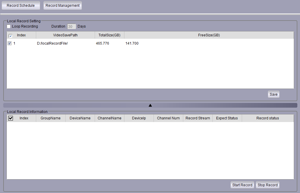 NHDR-5000 Viewer - User s manual ver. 1.0 PANELS 4.11. Local recording 4.11.1. Local playback management The Local playback management panel can be opened from the Control Panel or from the View menu.