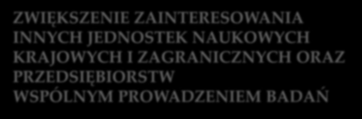 EFEKTY PROJEKTU WZROST LICZBY PROWADZONYCH BADAŃ NAUKOWYCH PODJĘCIE DZIAŁAŃ SŁUŻĄCYCH AKREDYTACJI PROCEDUR BADAWCZYCH, co umożliwi większe zaangażowanie w badania rozwojowe STAŁE WDRAŻANIE