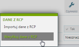 Kadry / Czas pracy / Dane z RCP W wersji platynowej programu dostępna jest lista zaczytanych danych z RCP.