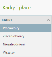 Zatrudniamy pracowników Z menu głównego programu lub drzewa folderów wybieramy opcję Kadry i Płace/Kadry/ Pracownicy.