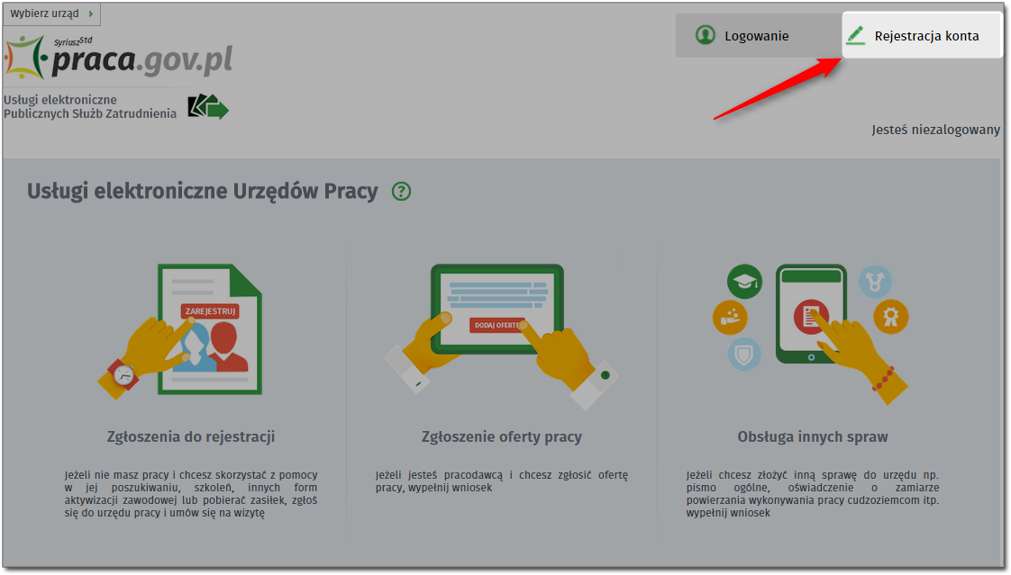 Rozdział IV Rejestracja konta użytkownika Rejestracja konta użytkownika Wysyłanie wniosków możliwie jest po uprzednim zarejestrowaniu konta.