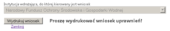 Rysunek 4 Ekran podsumowania wniosku o nadanie uprawnieo Projekt