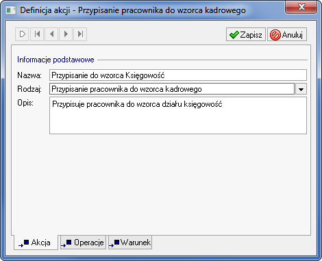 Pracownicy 6 29 Rys. 6-36 Okno Definicja akcji Zakładka Akcja.