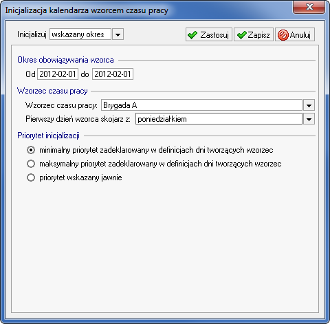 Organizacja czasu pracy 7 3 wzorcami czasu pracy zdefiniowanymi dla poszczególnych brygad systemu czterobrygadowego.