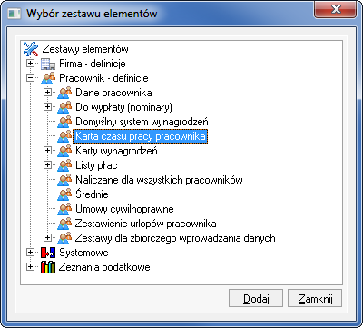 11 14 Podręcznik użytkownika Symfonia Kadry i Płace blon zestawu elementów. Zestawy pochodzące z takiego predefiniowanego zbioru są oznaczone niebieską flagą.