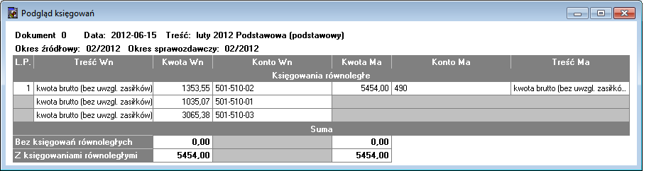 13 16 Podręcznik użytkownika Symfonia Kadry i Płace W oknie Pracownik na zakładce Księgowanie wybieramy schemat księgowania BRUT- TO-NP dla elementu kwota brutto (bez uwzgl. zasiłków). Rys.