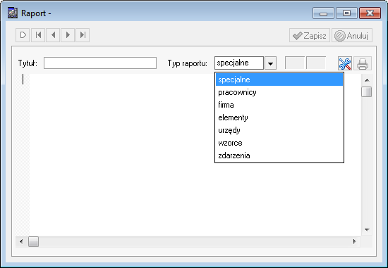 Raporty i zestawienia 15 37 Rys. 15-50 Okno Raport - ustawienie typu raportu. W oknie raportu należy nadać mu tytuł i wybrać jego typ.