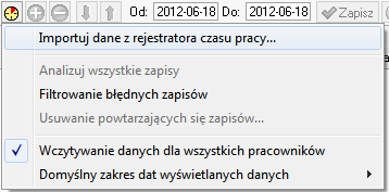 Moduł Rejestracja Czasu Pracy 18 7 Rys. 18-2 Okno Rejestracja Czasu Pracy Zapisy RCP.