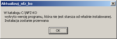 Rysunek 13 Informacja o aktualizacji programu W przypadku szczególnie dużych baz może to potrwać nawet kilka godzin, dlatego zalecane jest, aby pierwsze uruchomienie programu w nowej wersji było