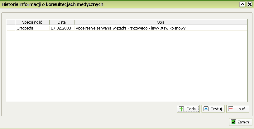 0 z 31 2008-02-15 14:08 W czasie wizyty moŝesz się zapoznać z historią przeprowadzonych konsultacji medycznych pacjenta. W tym celu kliknij przycisk aby ukazać historię przeprowadzonych konsultacji.
