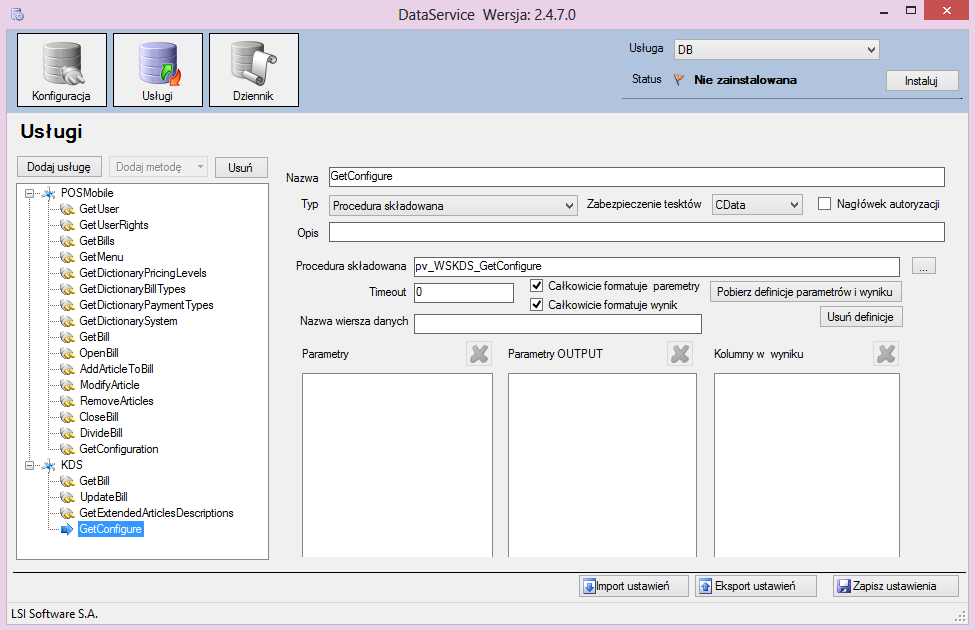 - User ID=nazwa użytkownika SQL, - Password=hasło użytkownika SQL, 3. Folder dziennika wpisujemy ścieżkę, gdzie będą przechowywane logi i pliki z konfiguracją usługi.