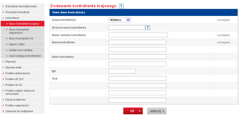 4.3. KONTRAHENCI ipko biznes pozwala na utworzenie bazy kontrahentów, zarówno poprzez ręczne dodanie kartoteki jak i import z pliku.