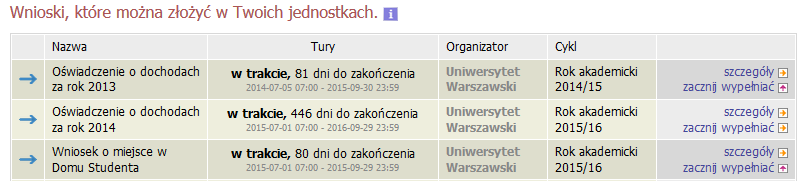 wstęp - wnioski na stronie z wnioskami należy wybrać Oświadczenie o dochodach za rok 2014 zacznij wypełniać wypełnia się tylko jedno