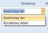 30 6.1. WYBÓR PRACOWNIKA. Pracownika do edycji/podglądu danych można na dwa sposoby: Za pomocą rozwijanej listy w oknie aktywnego pracownika: Zaznaczając pracownika na liście pracowników: 6.2.