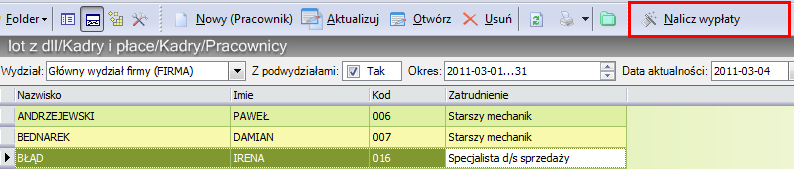 5) Następnie należy naliczyć kolejny raz wypłatę za korygowany miesiąc. Naliczą się wypłaty z zerowymi wartościami do wypłaty, natomiast przeliczą się składki wypadkowe.