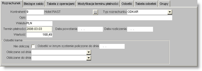 4 Sposób pracy z programem 4 Dokumenty 252 strona 449 Rozrachunki W tym oknie użytkownik ma możliwość wygenerowania zestawienia rozrachunków z wybranym kontrahentem według wybranych kryteriów oraz w