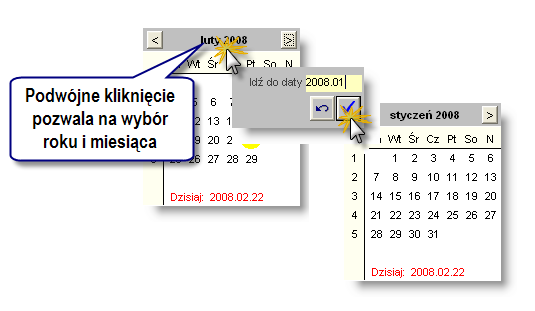 Sposób pracy z programem 4 Dokumenty 4 strona Aby zaznaczyć dowolny okres, należy kliknąć datę jego początku, a następnie, trzymając naciśnięty klawisz Shift, kliknąć datę końca Wybrany okres