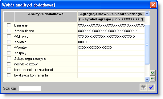 Sposób pracy z programem 4 Zestaw ienia 6 strona składowych pozycji zestawienia Wybór analityki dodatkowej ma dwa skutki (chyba, że w definicji zestawienia już była wybrana dana analityka dodatkowa):