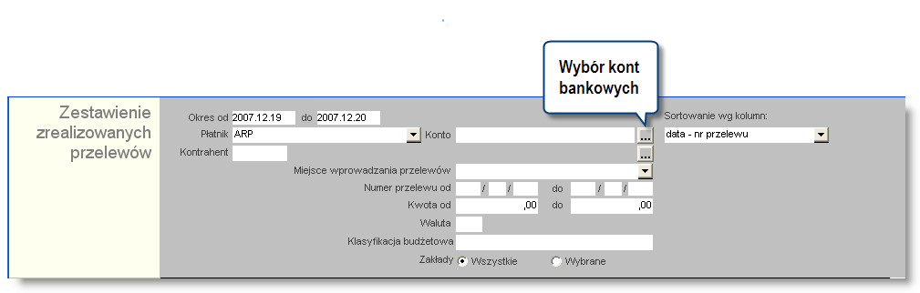 Sposób pracy z programem 4 Zestaw ienia 6 strona Wybór kontrahentów Aby wybrać kontrahenta, należy wprowadzić znak klikając w polu obok jego nazwy Następnie w celu zatwierdzenia wyboru, należy