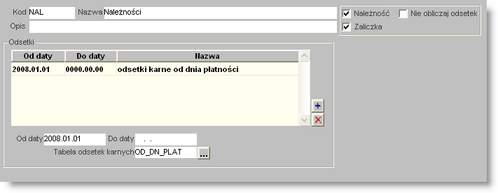 4 Sposób pracy z programem 1 Konfiguracja 40 strona Nowy typ rozrachunku definiuje się przez: wpisanie Kodu - obligatoryjny ciąg znaków, unikalny dla każdego typu rozrachunku Maksymalnie można