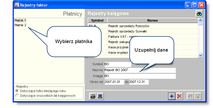 4 Sposób pracy z programem 1 Konfiguracja 44 strona 417 Rejestry księgowe Przez rejestr księgowy należy rozumieć zbiór dokumentów posiadających wspólne cechy, pochodzących z tego samego źródła, np