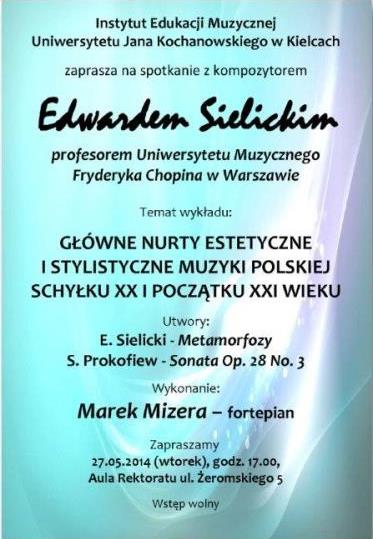 Instytut Edukacji Muzycznej organizuje cyklicznie otwarte wykłady naukowe pracowników.