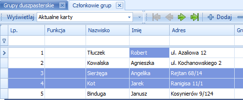 Jak tworzyć aktualną listę uczestników pielgrzymki lub wycieczki? 1. Wybrać z menu głównego Kartoteki i księgi sekcję Grupy Duszpasterskie, a następnie zakładkę Członkowie grup 1 2.