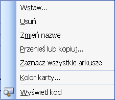 Praca z wieloma arkuszami Przyciski zmiany arkusza Najechać