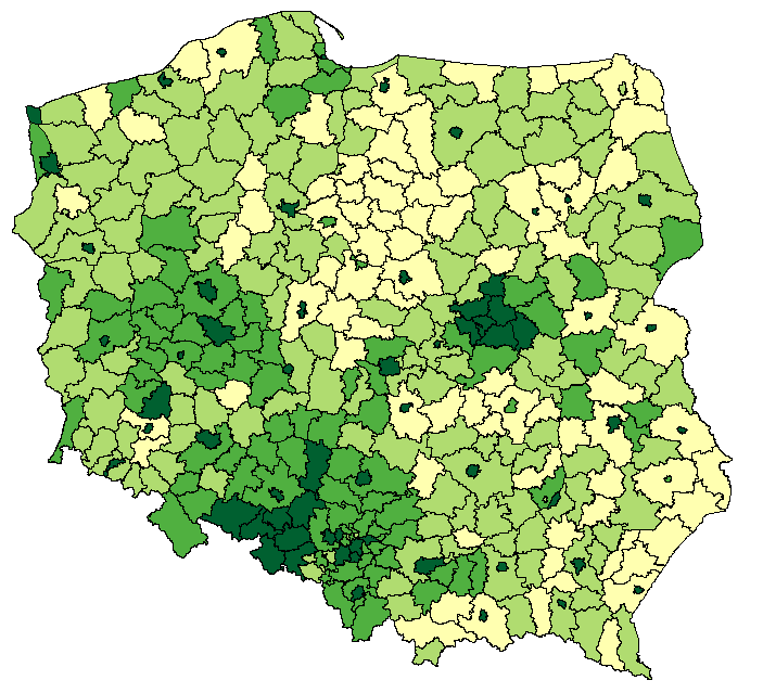 Tysiące 5. Wybrane wskaźniki zróżnicowania terytorialnego edukacji Mapa 1.