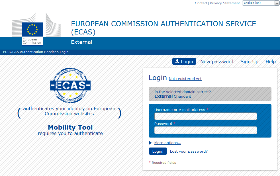 Rejestracja w ECAS