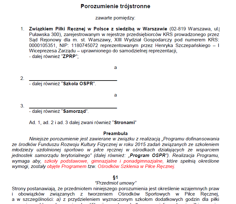 Porozumienie z samorządem We wrześniu zostaną umieszczone na stronie zprp.