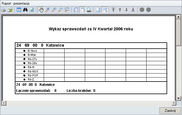 Wygenerowane dane można następne wydrukować albo wyeksportować do pliku graficznego, tekstowego lub arkusza kalkulacyjnego.