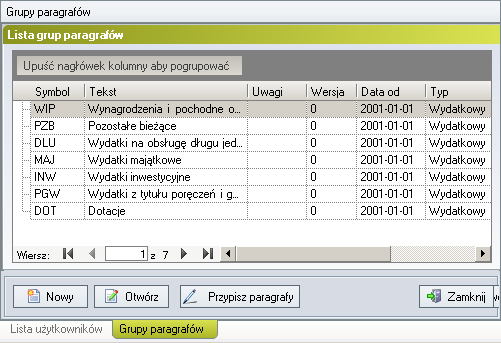 Rysunek 99. Otwieranie listy paragrafów W środkowym oknie zostanie wyświetlona Lista grup paragrafów (rys. 95). Rysunek 100.