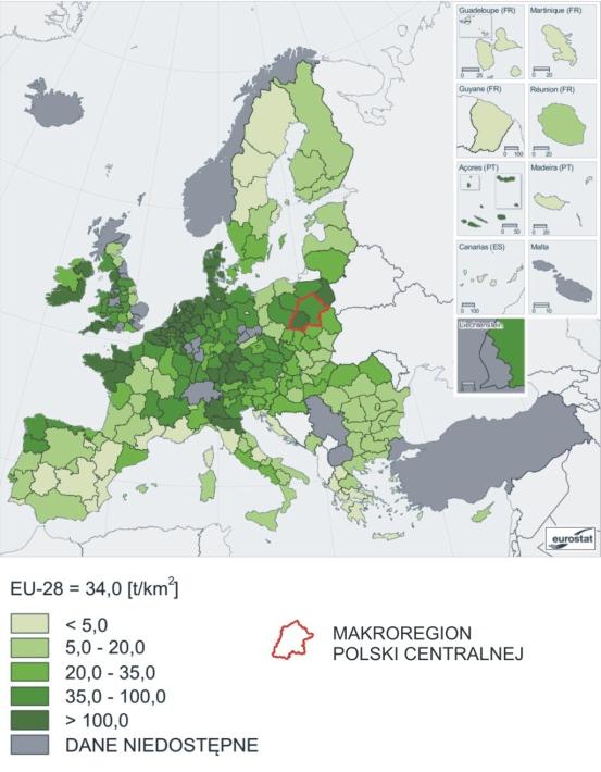 Makroregion charakteryzuje stosunkowo wydajne rolnictwo, mimo niezbyt korzystnej jakości rolniczej przestrzeni produkcyjnej 55.