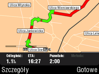 Przybliżanie/Oddalanie widoku Miejsce następnego manewru i odległość od ostatniego Przejście do następnego/poprzedniego slajdu Prezentacja trasy 3) Opis trasy za pomocą tego narzędzia, możesz